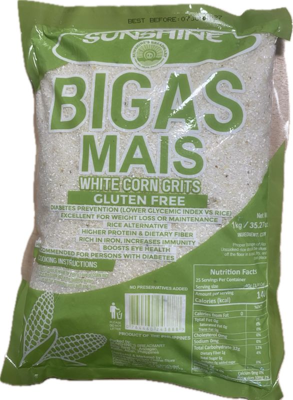 Sunshine Bigas Mais WHITE Corn Grits 1000g
